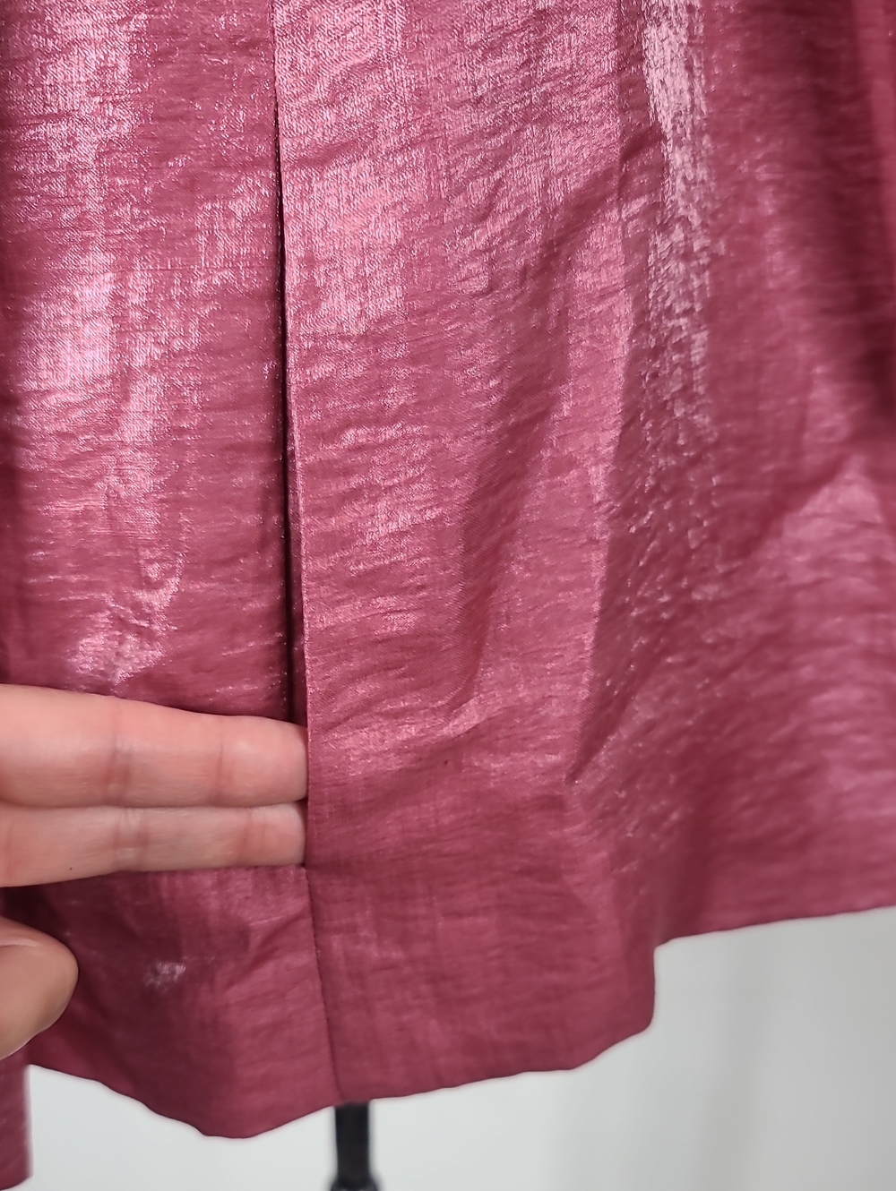 Vtg Y2K Eileen Fisher Shimmer Rouge Pink Open-Front Shawl Collar Blazer Jacket L - Picture 12 of 15